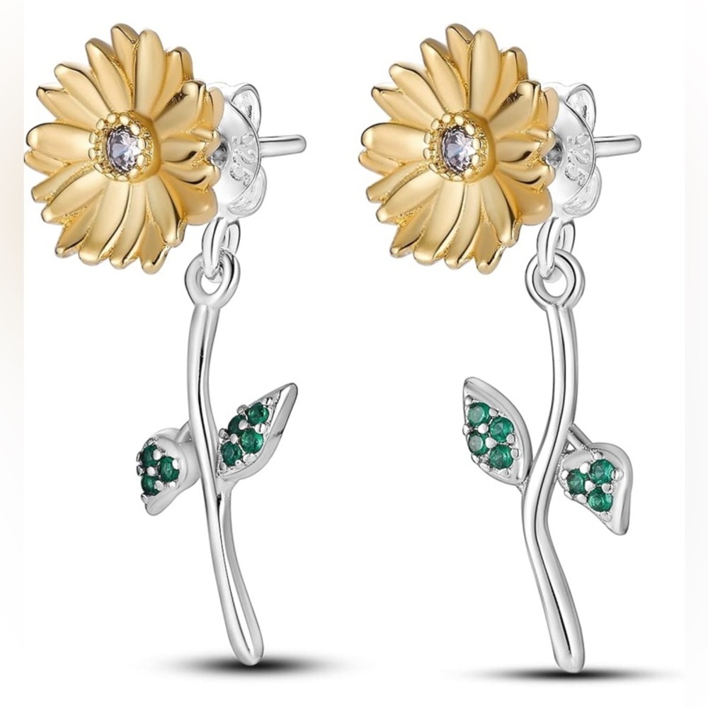 Sterling Silver Sunflower Dainty Earrings